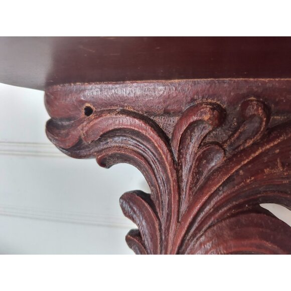 MCM Syroco Wood Wall Shelves w/ Plate Groove, SET/2 Composite Wood, Mahogany Red - Picture 7 of 10